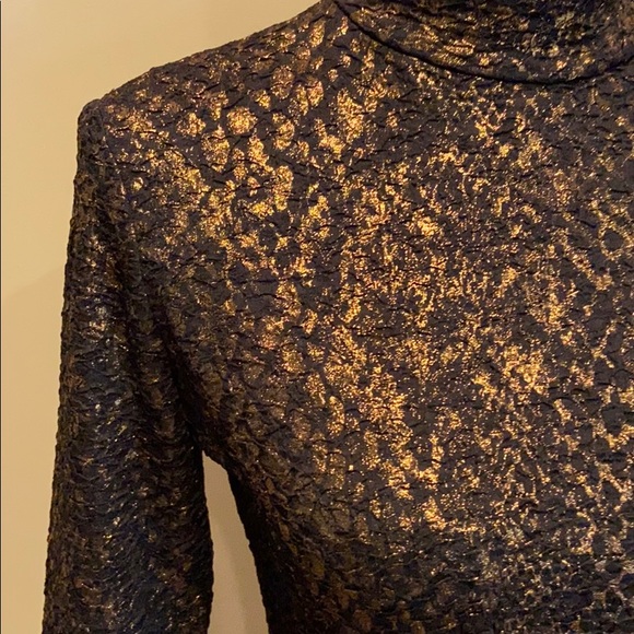 Apricot Gold Foil Bodycon Dress Metallic NWT - Picture 2 of 7